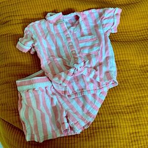 Linen stripe short set